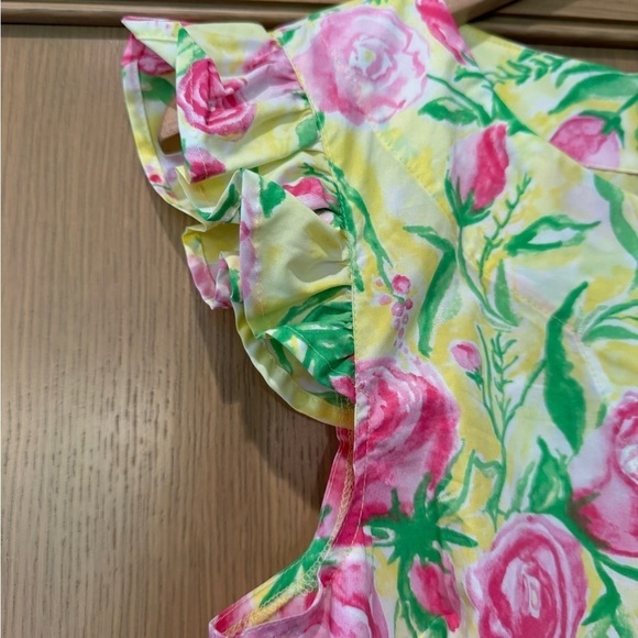 Haley and the Hound Floral Scalloped Ruffle Cap Sleeveless Dress / small - Picture 2 of 15